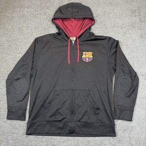 FCB Futbol Club‎ FC Barcelona Full Zip Hoodie Sweatshirt Men's XL Black Soccer